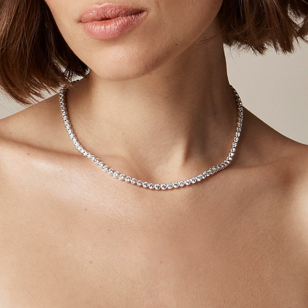 Jcrew Round cubic zirconia bezel-set tennis necklace